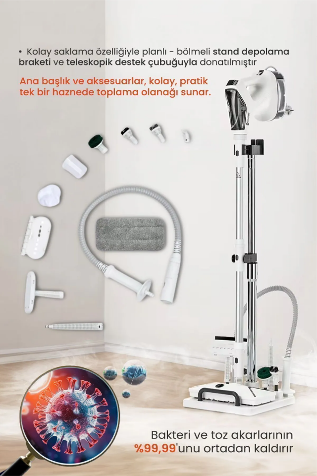 Çok Fonksiyonlu Standlı Buharlı Temizlik Makinesi Kf1804