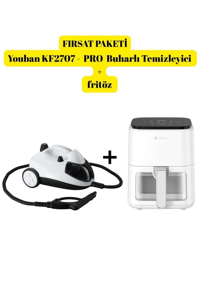 YOUBAN KF2707 - PRO Buharlı Temizlik Makinesi + Fritöz Beyaz