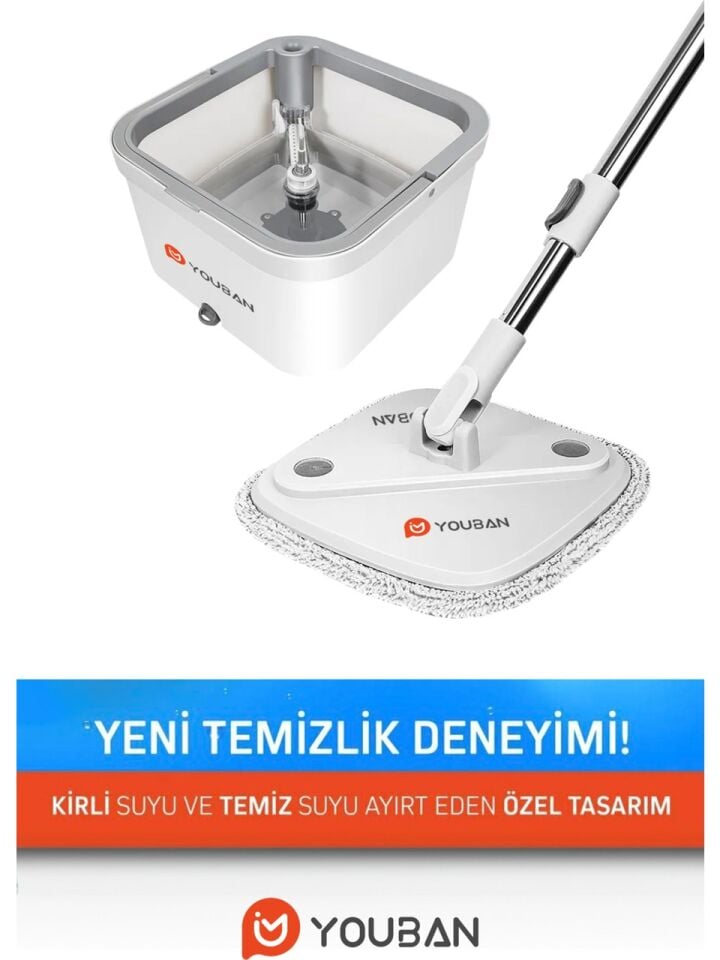 Mop Pro Temiz Su ile Kirli Suyu Ayıran Otomatik Temizlik Seti +4 yedek Bezli